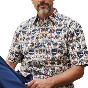 Tommy Hilfiger University Crest Print Shirt Men L Colleges Vintage 1990s 90s S/S